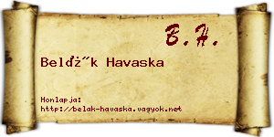 Belák Havaska névjegykártya